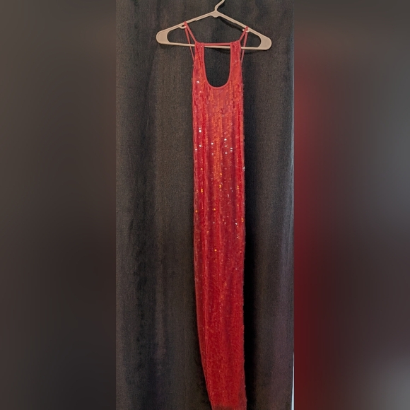 Nwt Urban Outfitters Harley Pink Sequin Halter Maxi‎ Dress With Slit Size Small - Picture 2 of 7